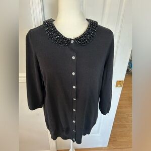 Covington cardigan sweater woman sz xlarge removable beaded peter pan collar
